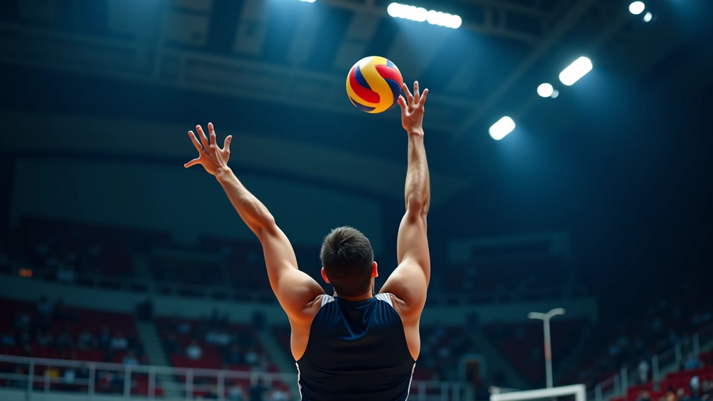 لاعب كرة طائرة ينفذ حركات متقدمة في مباراة حقيقية